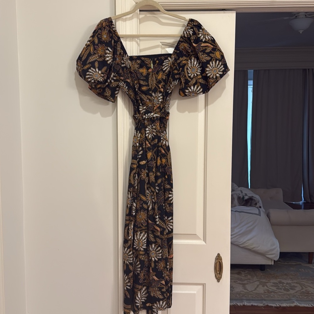 Cleobella Asymmetrical Floral Dress in Black and Brown - Picture 5 of 5